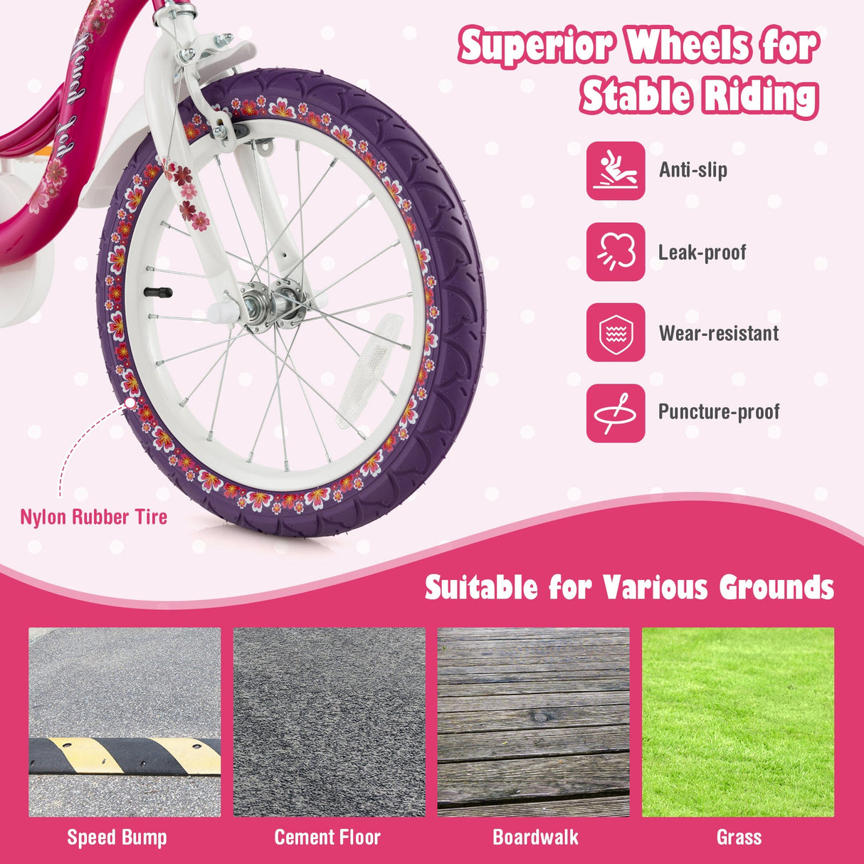 14 Inch Kids Bike with Doll Seat and Removable Training Wheels-14 inches