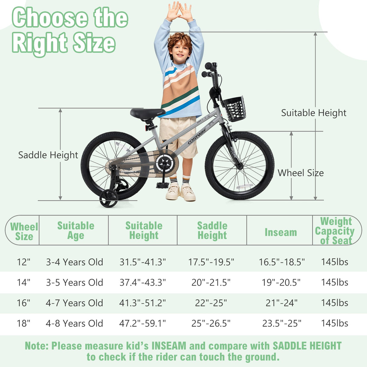 18 Inch Kids Bike Adjustable with Transparent Chain Cover for 4-8 Years Old