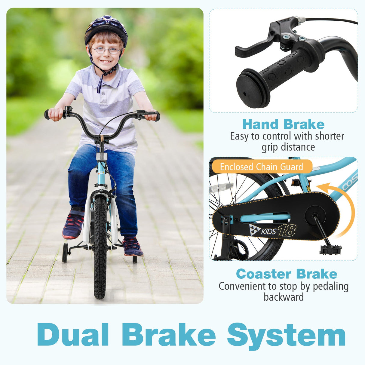 18-Inch Kids Bike for 4-8 Years Old Children Bicycle with Training Wheels