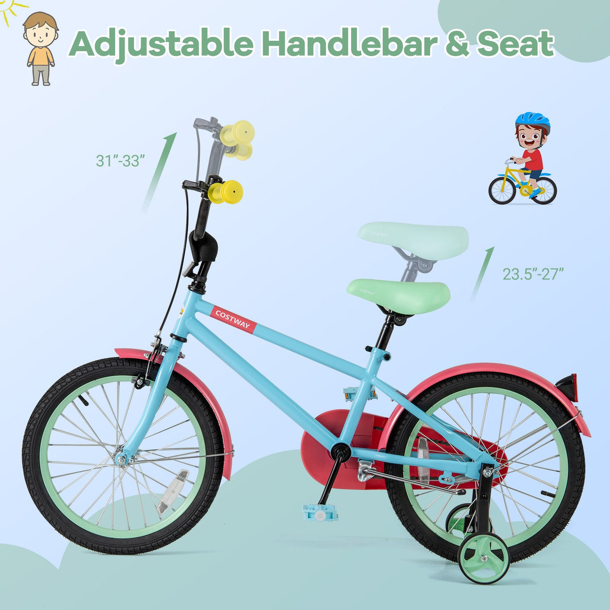 Kids Bike with Adjustable Handlebar and Saddle Blue-18 inches