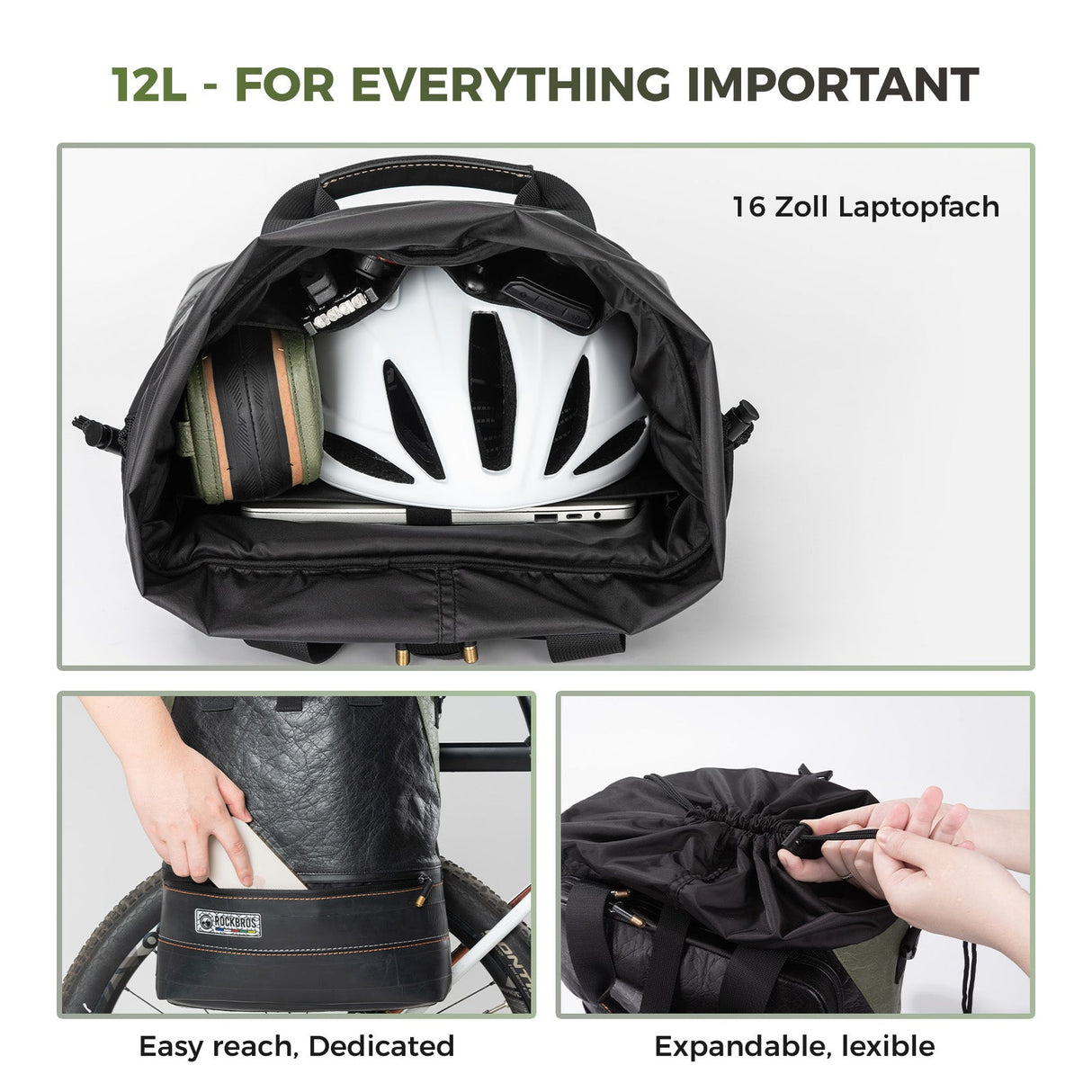 ROAD TO SKY Recycled Tire Bike Panniers - 12L