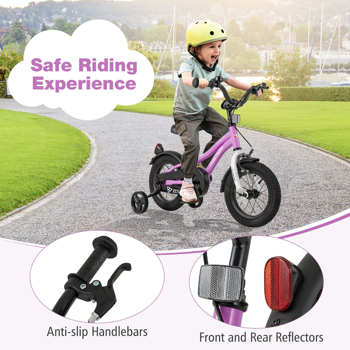 Kids Bike 12-Inch Children Training Bicycle with 2 Brake for 3-4 Years Old