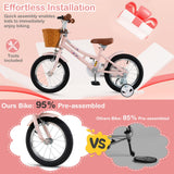 14 Inch Kids Bike Retro Bicycle with Adjustable Height and Basket for Ages 3-5 Years Old-