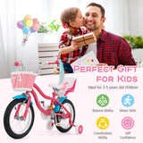 14 Inch Girls Bike for 3-5 Years Old Kids Bike with Doll Seat and Training Wheels