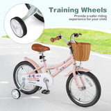 16 Inch Kids Bike Retro Bicycle with Adjustable Height and Basket for Ages 4-7 Years Old-16 inches