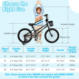 16 Inch Kids Bike with Basket and Training Wheels for Children Aged 4-7 Years Old