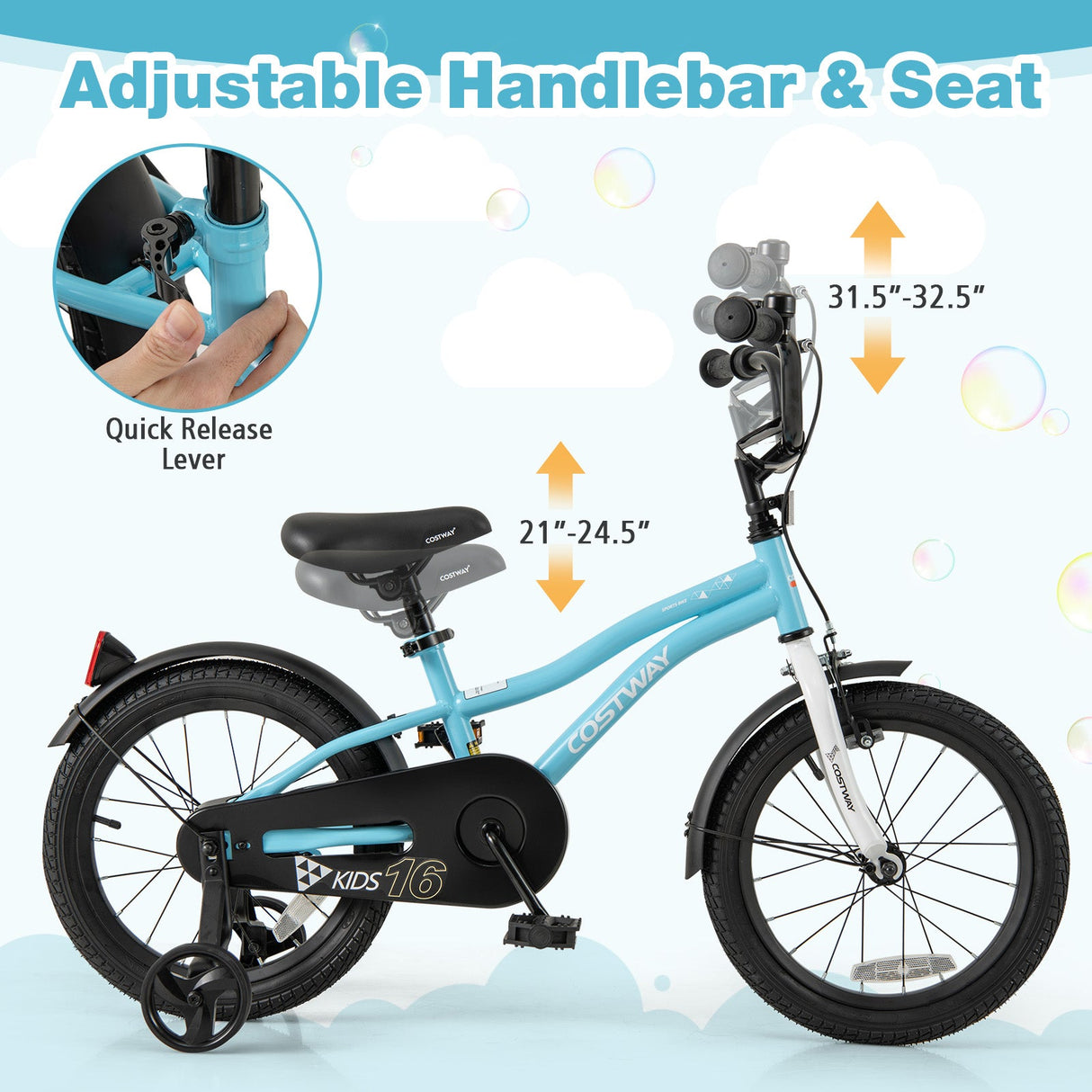 16-Inch Kids Bike for 4-7 Years Old Children Bicycle with Training Wheels