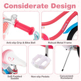 18 Inch Girls Bike for 3-5 Years Old Kids Bike with Doll Seat and Training Wheels