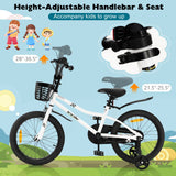 18 Feet Kids Bike with Removable Training Wheels-Black & White