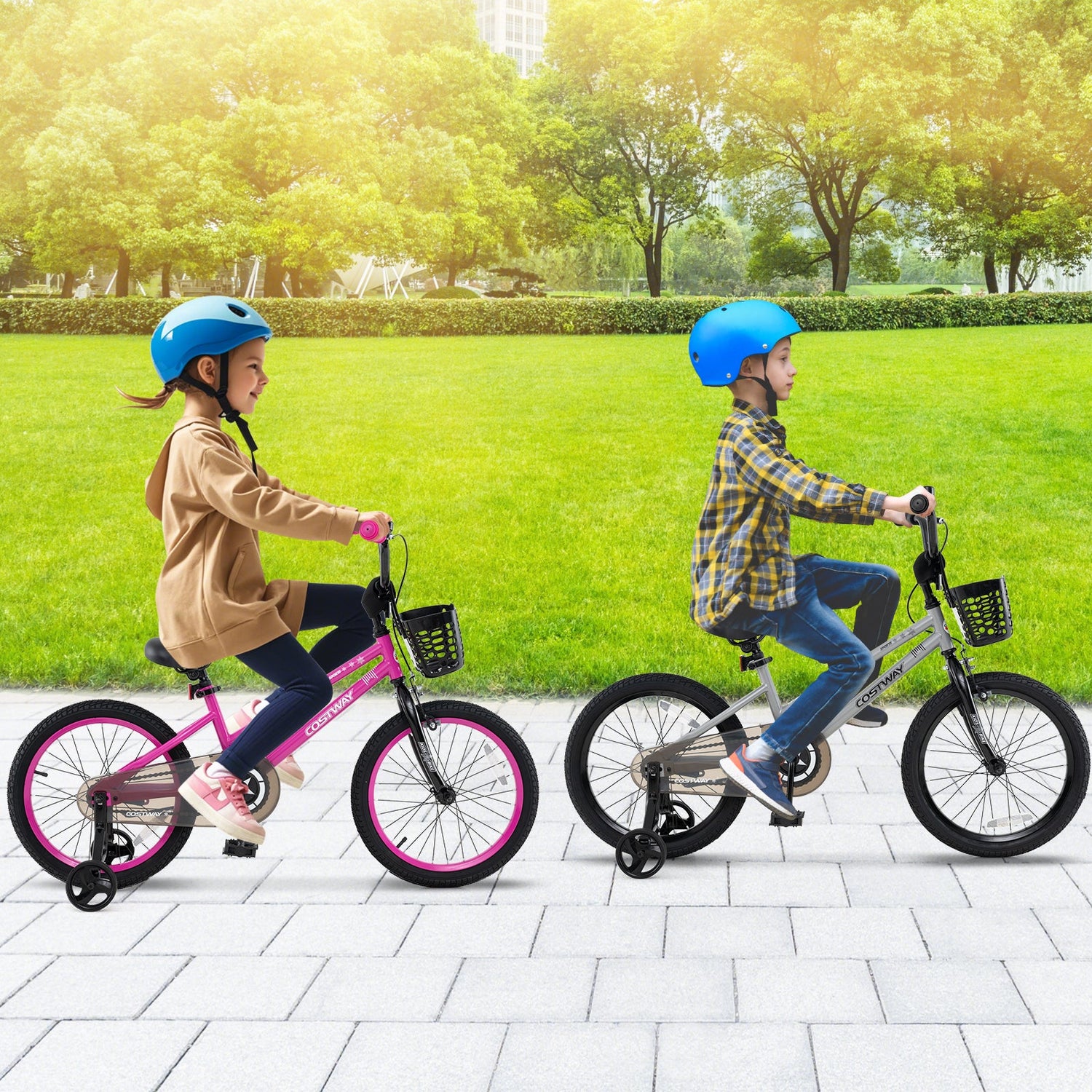 18 Inch Kids Bike Adjustable with Transparent Chain Cover for 4-8 Years Old