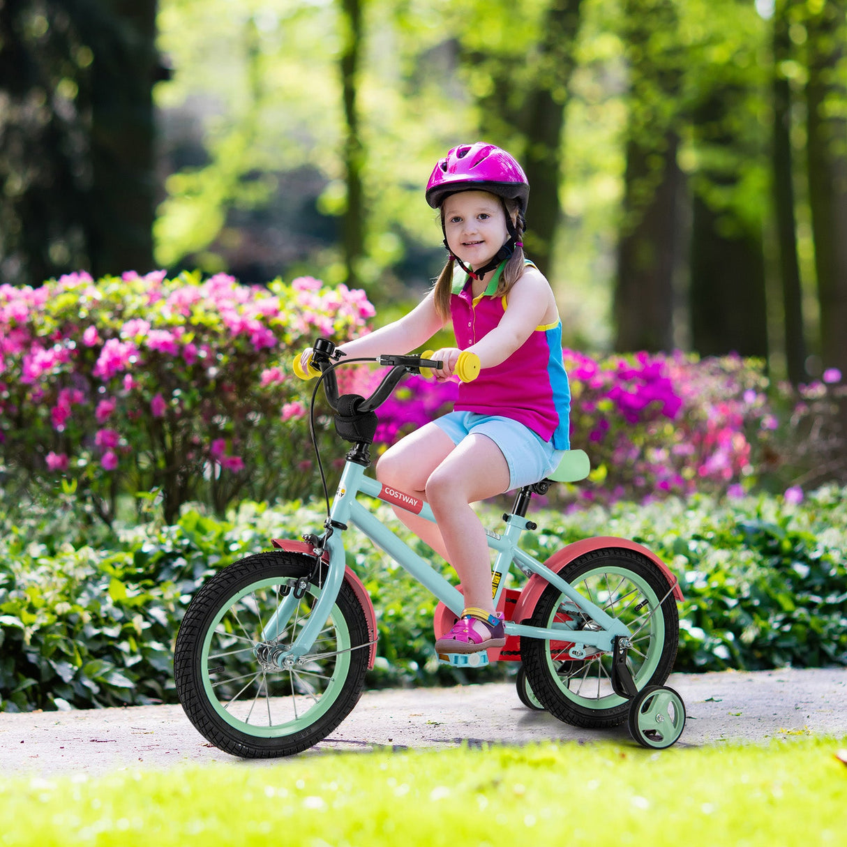 Kids Bike with Adjustable Handlebar and Saddle Blue-14 inches