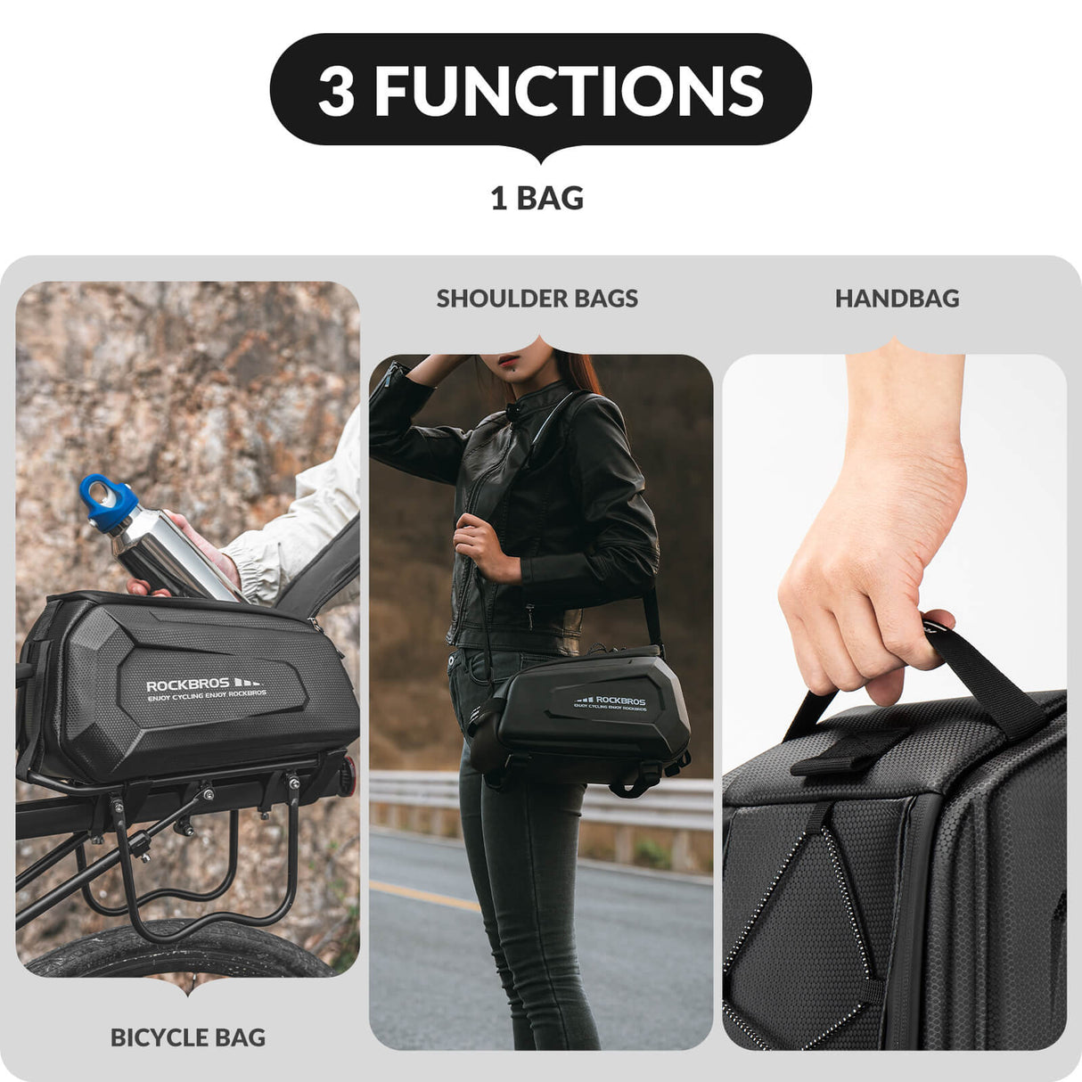 Hard Shell Bike Trunk Bag for Rear Rack - 9L